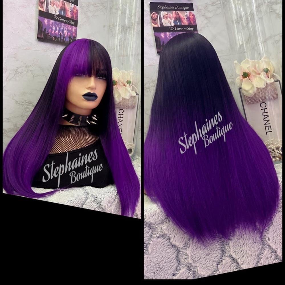 Human Hair Blended Bang Wig - Picture 7 of 12
